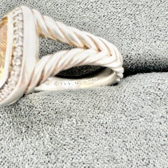David Yurman Albion Ring w/ Citrine, Pavé White Diamonds & 18K Yellow Gold Sz. 5 - Picture 11 of 13